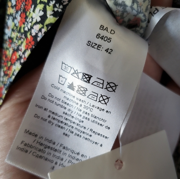 Ganni Puff Sleeve Floral Print Dress Sz 42 Cotton NWT - Picture 7 of 8